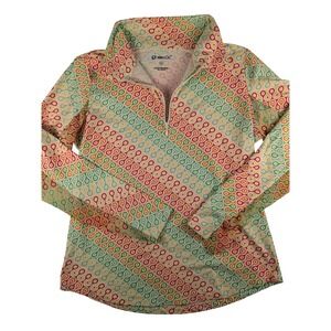 Ibkul Womens Medium‎ M Colorful Print Long Sleeve Quarter Zip Golf Athletic Top